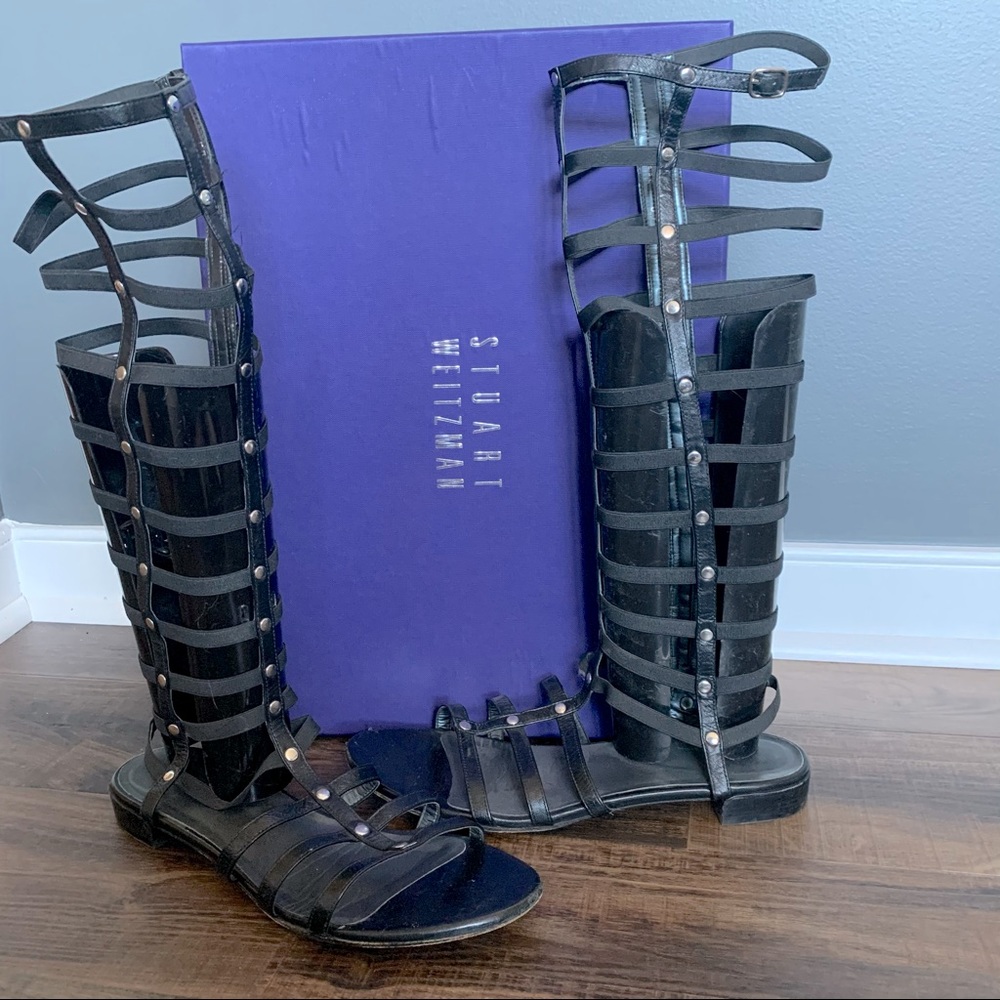 Stuart Weitzman black gladiator sandals